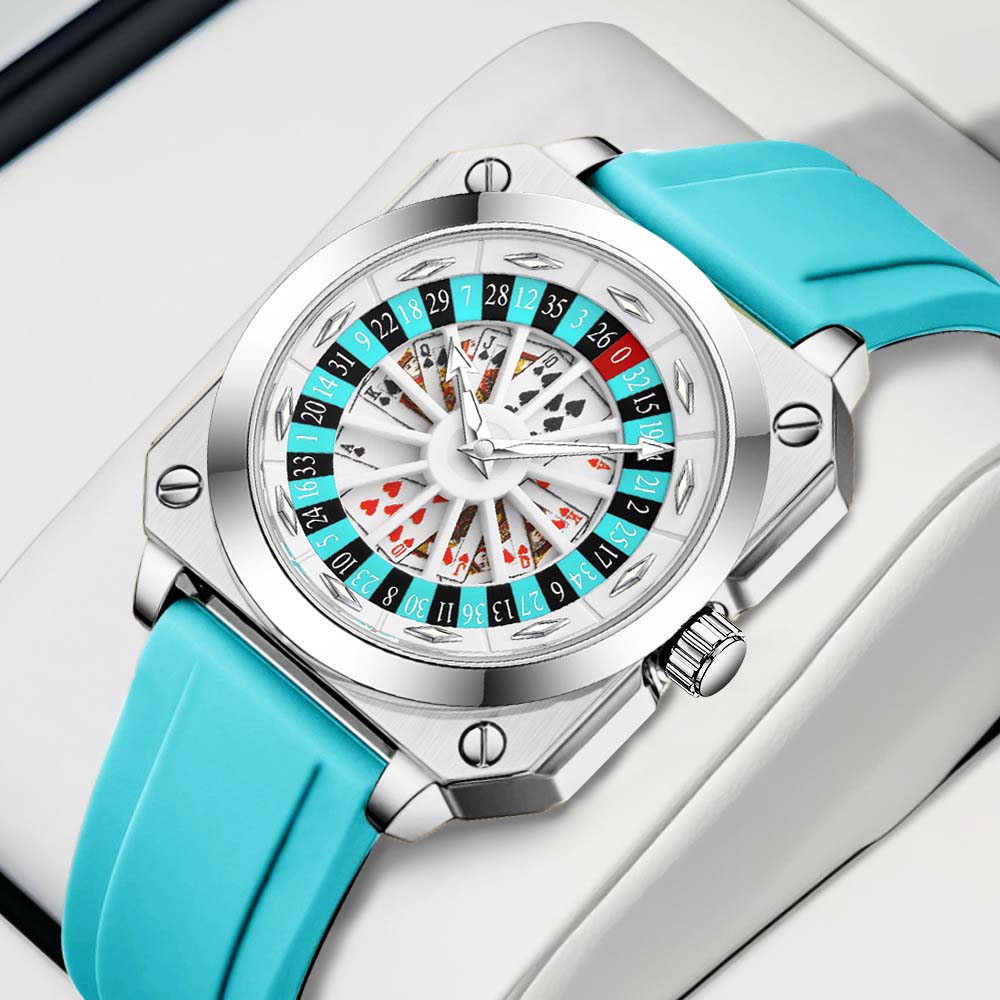 Smartwatch Custom - VA VOOM นาฬิกาข้อมือผู้ชายรุ่นใหม่ ดีไซน์พิเศษ หน้าปัดหมุนได้ ธีมโป๊กเกอร์