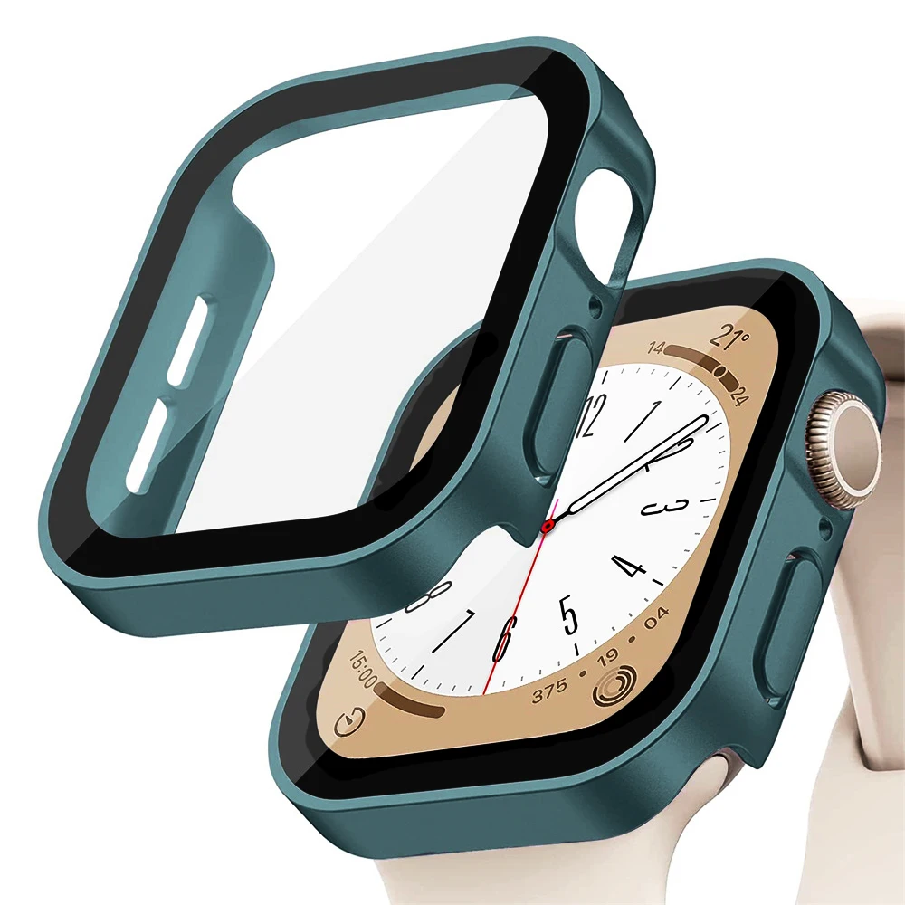 Smartwatch Watch Accessories For Women - แก้ว + ฝาครอบสําหรับ Apple Watch case