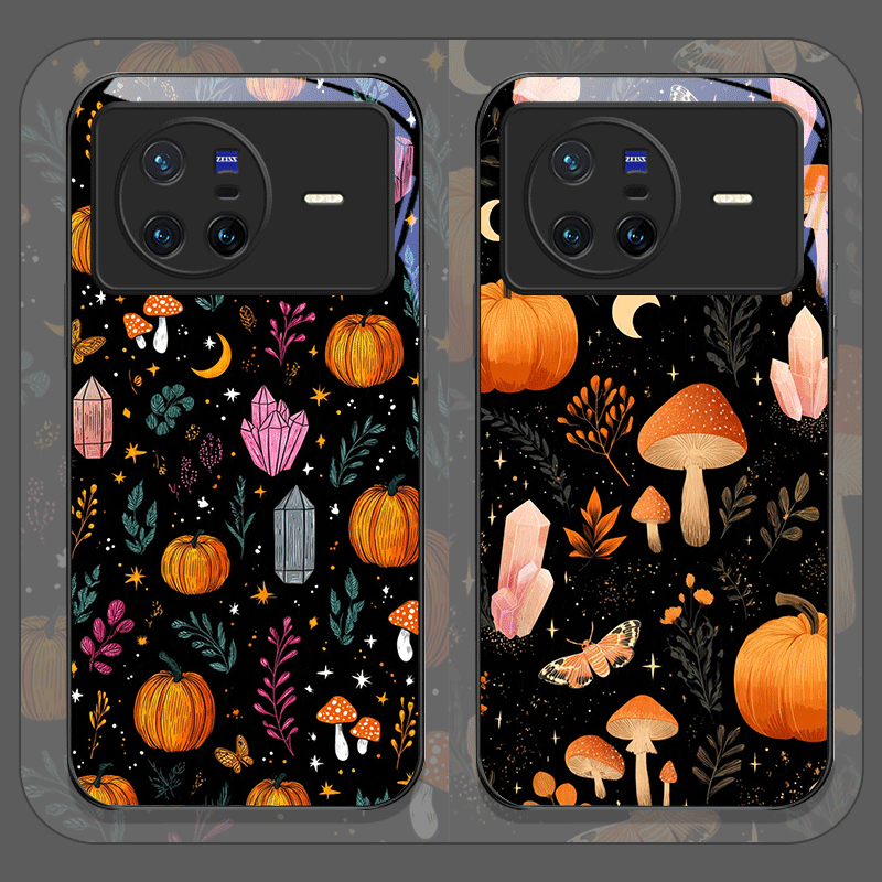 Oppo Find X8 - เคสโทรศัพท์กระจกนิรภัยลายฟักทอง คริสตัล เห็ด ดอกไม้ ดีไซน์สร้างสรรค์ สำหรับ