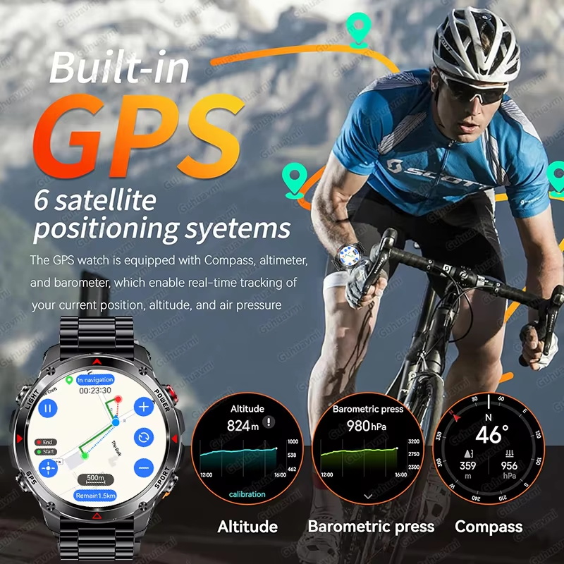 ทหาร 540mAh GPS สมาร์ทวอทช์ 3A - Android Smartwatch Accessories บทวิจารณ์และราคา